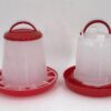 YES4PETS Small Poultry Bird Chicken Water Drinker 1 L & 1.5 kg Food Feeder Grain Seed Set