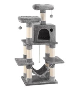 i.Pet Cat Tree 145cm Tower Scratching Post Trees Scratcher Condo House Light Grey