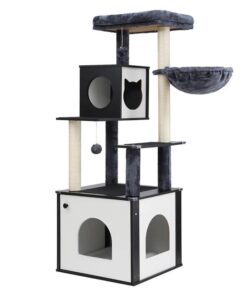 i.Pet Cat Tree Tower Scratching Post Scratcher 144cm Wood Bed Condo House Cabinet