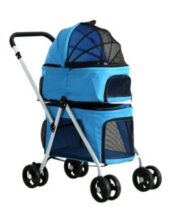 i.Pet Pet Stroller Dog Pram Large Cat Carrier Travel Foldable 4 Wheels Double
