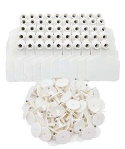 100x Cattle Ear Tags 5x4cm Set - Small White Blank Sheep Pig Livestock Label