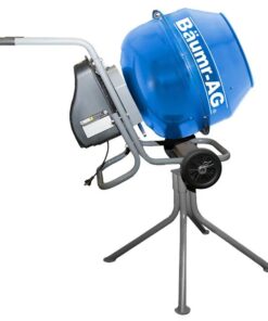 BAUMR-AG 140L Portable Cement Concrete Mixer with Pedestal Stand, 550W Electric Motor, 10 Inch Solid Rubber Wheels