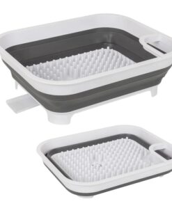 Collapsible Dish Rack with Utensil Section Space-Saving Drying Rack for Compact Kitchens & Camping