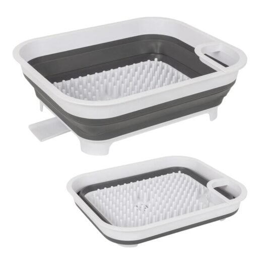Collapsible Dish Rack with Utensil Section Space-Saving Drying Rack for Compact Kitchens & Camping
