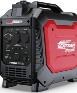 GENPOWER 2.3kW Peak 1.8kW Inverter Generator, 2x15A, 12V, USB, Portable, Petrol, Camping, Home Backup