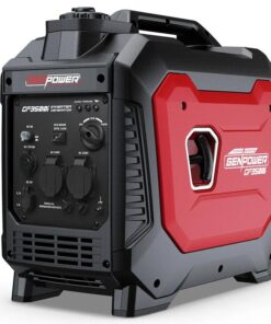 GENPOWER 3.5kW Peak 3kW Enclosed Inverter Generator, 2x15A, 12V, USB, Portable, Compact, Camping, Backup