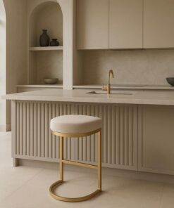Interior Ave - Royale Light Taupe Velvet Kitchen Bar Stool