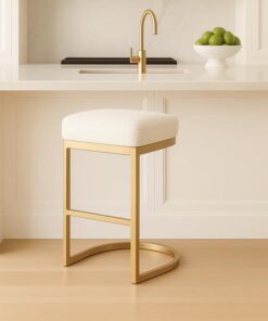 Interior Ave - Royale Oatmeal Tweed Linen Kitchen Bar Stool