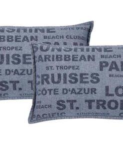 Pack of 2 Denim Sunshine Wording Cushion Cover Cruises, Caribbean, Love etc