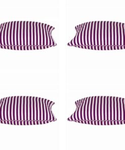 Pack of 4 Dandi Fuchsia Plum Purple & White Striped Square Cushion Covers 40x40cm
