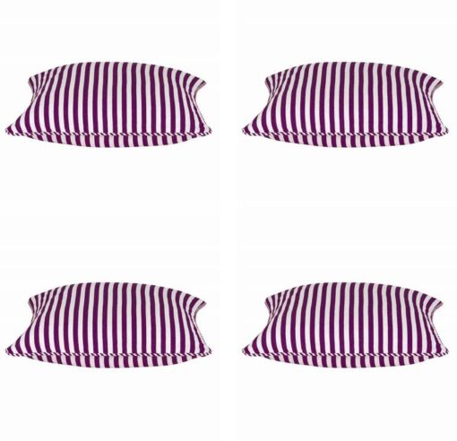 Pack of 4 Dandi Fuchsia Plum Purple & White Striped Square Cushion Covers 40x40cm