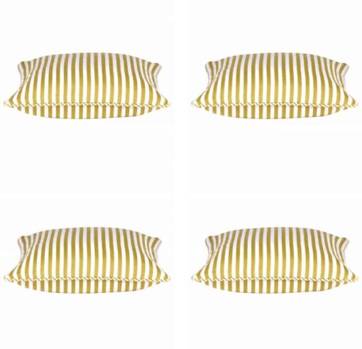 Pack of 4 Dandi Mustard Yellow & White Striped Square Cushion Covers 40x40cm