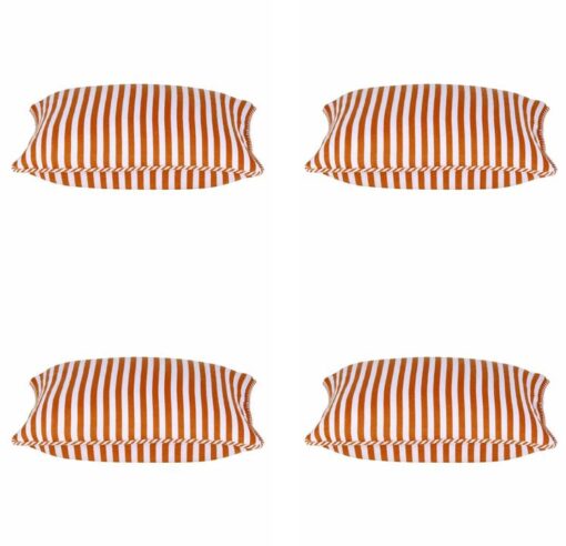 Pack of 4 Dandi Orange & White Striped Nautical Cushion Covers 40x40cm