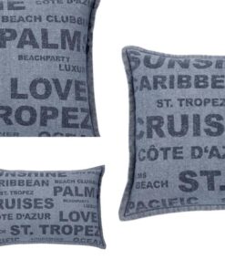 Pack of 4 Denim Sunshine Wording Cushion Cover Cruises, Caribbean, Love etc