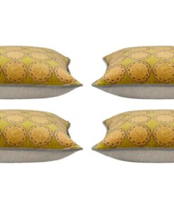 Pack of 4 Duffy Mustard and Grey Square Cushion Covers