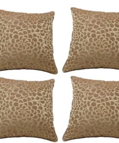 Pack of 4 Flower Beige Petal Design Square Cushion Covers