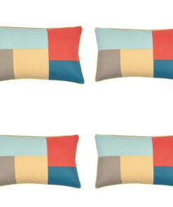 Pack of 4 Geo Beige Block Design Rectangle Cushion Cover 30cm x 50cm
