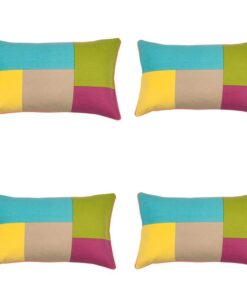 Pack of 4 Geo Turquoise Block Design 30x50cm Cushion Cover