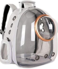 Pet Space Capsule Backpack, Small Medium Cat Puppy Dog Carrier, Transparent Breathable Heat Proof, Pet Carrier for Travel Hiking Walking Camping, Grey