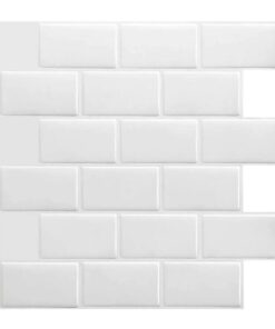 Tiles 3D Peel and Stick Wall Tile Subway White (30 x 30cm x 10 sheets)