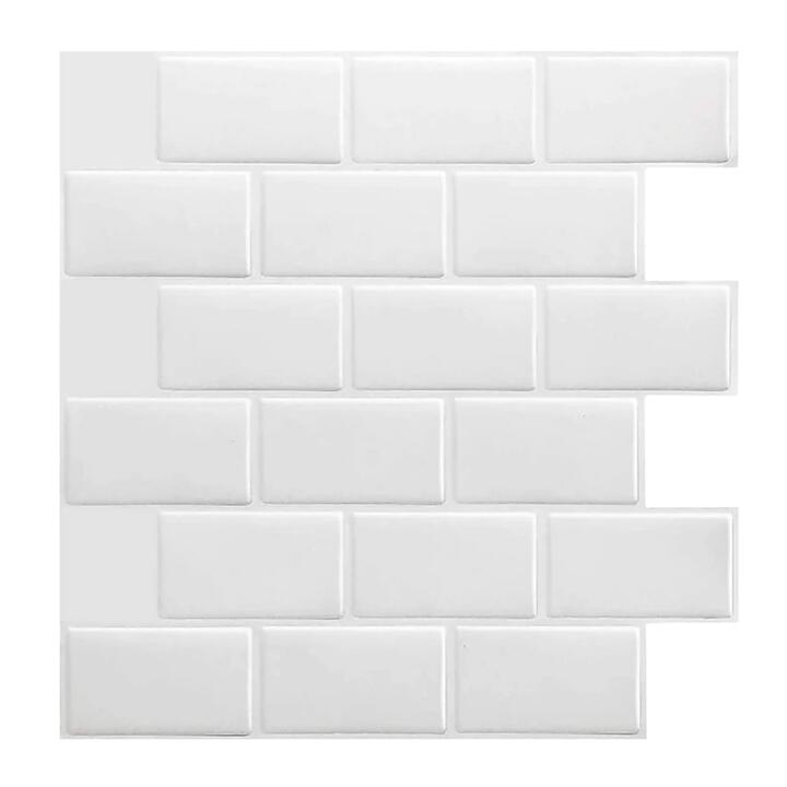 Tiles 3D Peel and Stick Wall Tile Subway White (30 x 30cm x 10 sheets)