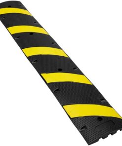 VEVOR 6 ft Rubber Speed Hump, 2 Channel, 10000 kg/axle Load Capacity Heavy Duty Traffic Speed Bump, with High Reflective Yellow Strip 4 Expansion Scre