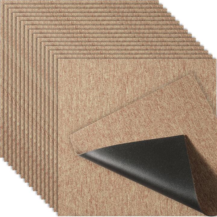 VEVOR Carpet Tiles Reusable, 20"x 20" Carpet Squares With Padding Attached, Soft Padded Carpet Tiles, Easy Install DIY for Bedroom Living Room Indoor