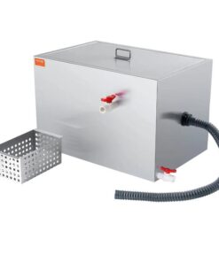 VEVOR Commercial Grease Trap, 40 LBS Grease Interceptor, Side Inlet Interceptor, Under Sink Stainless Steel Grease Trap, 10 GPM Waste Water Oil-water