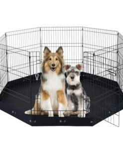 VEVOR Dog Playpen, 8 Pcs 30"H x 24"W Panels Foldable Metal Pet Exercise Pen, Dog Fence Indoor and Outdoor Pen with Door, 600D Oxford Fabric Bottom Pad