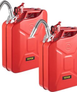 VEVOR Jerry Fuel Can, 20 L Portable Jerry Gas Can with Flexible Spout System, Rustproof & Heat-resistant Steel Fuel Tank for Cars Trucks Equipment, 2P