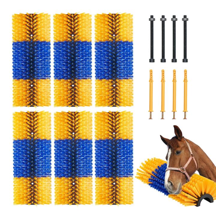 VEVOR Livestock Scratching Brush, 6 Pcs Horse Brush with 12 Screws, 20 x 7.5 in Cow Scratcher, for Back Itch Relief & Keep Cleaning, Grooming & Scratc