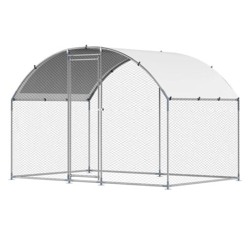 VEVOR Metal Chicken Coop, 9.8x6.5x6.5ft Large Walk-in Chicken Runs with Cover, Doom Roof Hen House Enclosure with Security Lock, Outdoor Duck Rabbit C