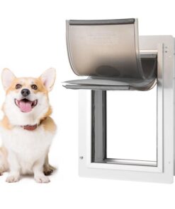 VEVOR Pet Door, 31.2 x 43.5 cmMetalFrame with Lock and3-Flap System, Weatherproof Doggy Door, Easy to Install in Interior or Exterior Walls, Pet Door