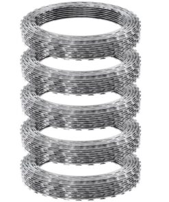 VEVOR Razor Wires, 246 ft Razor Barbed Wire, 5 Rolls Razor Wire Fencing Razor Fence, Razor Ribbon Barbed Wire Galvanized Razor Wire Fence, Rolls Razor