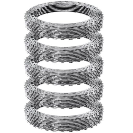 VEVOR Razor Wires, 246 ft Razor Barbed Wire, 5 Rolls Razor Wire Fencing Razor Fence, Razor Ribbon Barbed Wire Galvanized Razor Wire Fence, Rolls Razor
