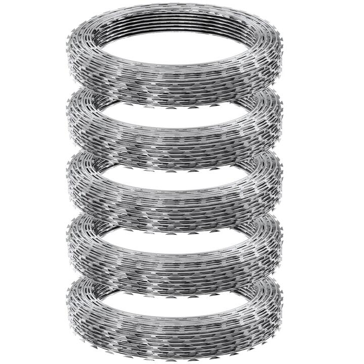 VEVOR Razor Wires, 246 ft Razor Barbed Wire, 5 Rolls Razor Wire Fencing Razor Fence, Razor Ribbon Barbed Wire Galvanized Razor Wire Fence, Rolls Razor