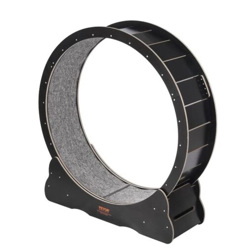VEVOR Wooden Cat Exercise Wheel, 43.3" Large Cat Treadmill Wheel for Indoor Cats, Cat Running Wheel with Detachable Carpet & Cat Teaser for Running/Wa