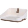 YES4PETS Medium Portable Dog Rabbit Potty Training Tray Pet Puppy Toilet Trays Loo Pad Mat With Wall Brown