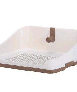 YES4PETS Medium Portable Dog Rabbit Potty Training Tray Pet Puppy Toilet Trays Loo Pad Mat With Wall Brown