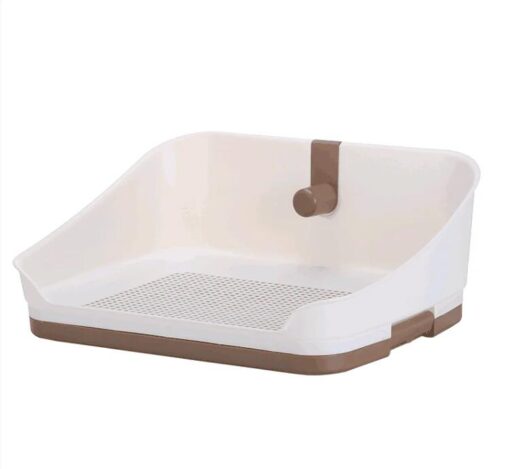 YES4PETS Medium Portable Dog Rabbit Potty Training Tray Pet Puppy Toilet Trays Loo Pad Mat With Wall Brown
