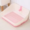 YES4PETS Medium Portable Dog Rabbit Potty Training Tray Pet Puppy Toilet Trays Loo Pad Mat With Wall Pink