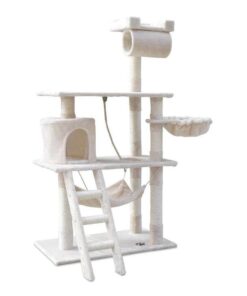 158cm Cat Tree Scratching Post Scratcher Pole Gym Toy House Furniture Multilevel - beige