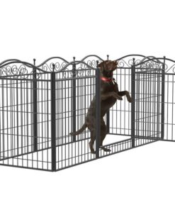 16 Panel Pet Playpen Gate Extension w/ Lockable Door Large Dog Cage