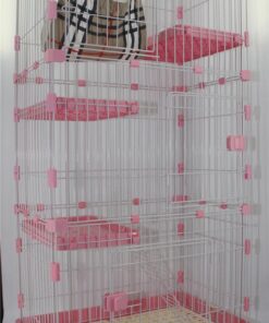 179 cm Pink Pet 4 Level Cat Cage House With Litter Tray & Wheel 82x57x179 CM