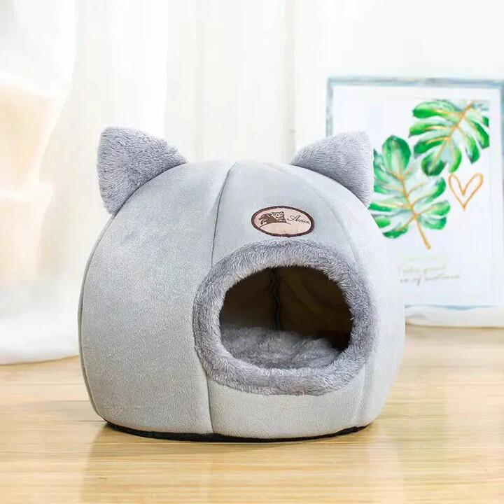 2024 Cat House Bed Soft Washable Grey XL 39x39x40cm