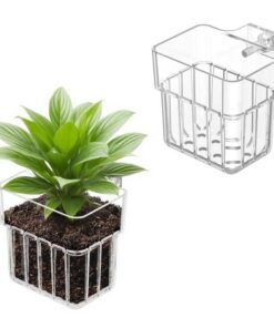 2pc Aquarium Plant Holder Clear Hanging Aquatic Planters with Hooks for Fish Tank Decor