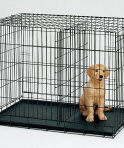 42' Collapsible Metal Dog Puppy Crate Cat Rabbit Cage With Divider