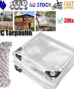 420GSM Heavy Duty Clear PVC Tarpaulin Cloth Transparent Tarps Grommets 3X4M