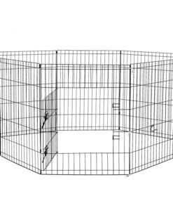4Paws 8 Panel Playpen Puppy Exercise Fence Cage Enclosure Pets Black All Sizes - 24" - Black