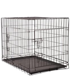 4Paws Dog Cage Pet Crate Cat Puppy Metal Cage ABS Tray Foldable Portable Black - 30" - Black